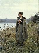Daniel Ridgway Knight The Shepherdess of Rolleboise Sweden oil painting artist